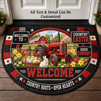 Country Easter Personalized Half Round Mat | 5To9Vibe