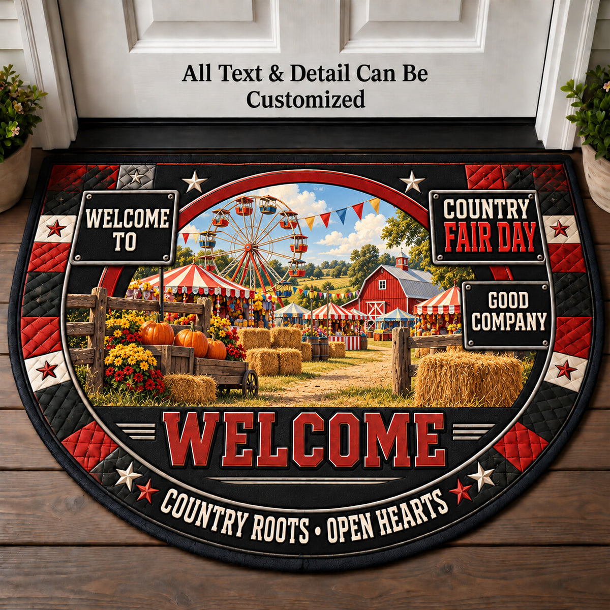Country Fair Day Personalized Half Round Mat | 5To9Vibe