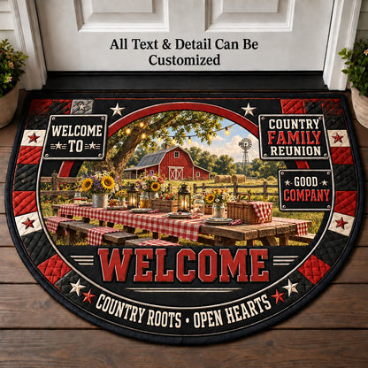 Country Family Reunion Personalized Half Round Mat | 5To9Vibe