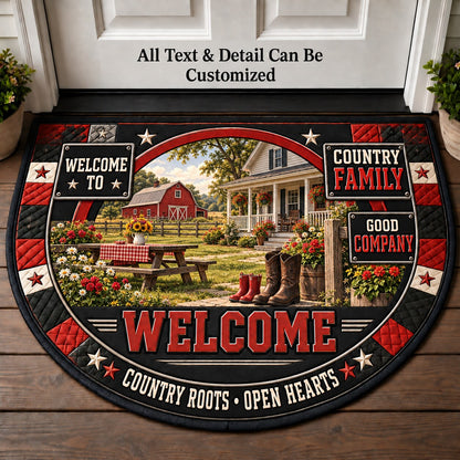 Country Family Personalized Half Round Mat | 5To9Vibe