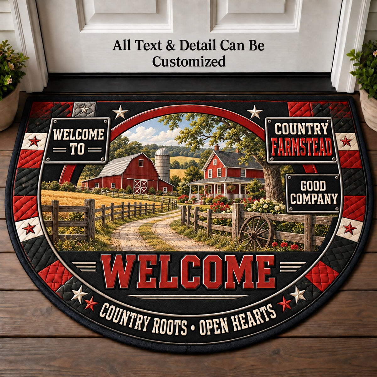 Country Farmstead Personalized Half Round Mat | 5To9Vibe