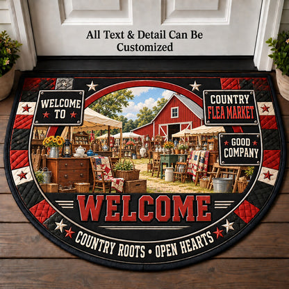 Country Flea Market Personalized Half Round Mat | 5To9Vibe