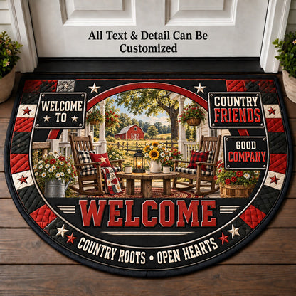 Country Friends Personalized Half Round Mat | 5To9Vibe