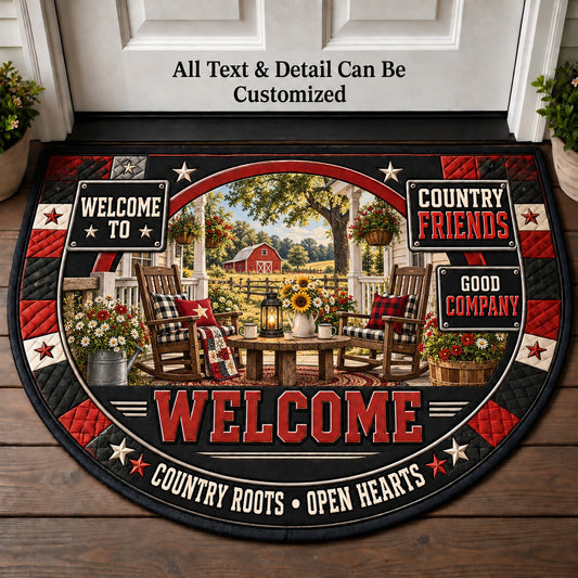 Country Friends Personalized Half Round Mat | 5To9Vibe