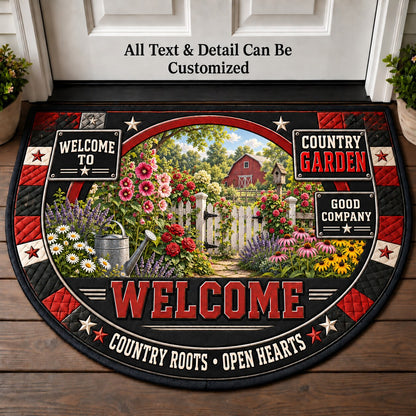 Country Garden Personalized Half Round Mat | 5To9Vibe