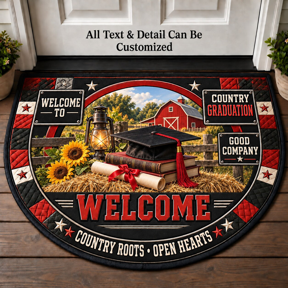 Country Graduation Personalized Half Round Mat | 5To9Vibe
