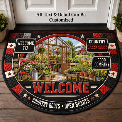 Country Greenhouse Personalized Half Round Mat | 5To9Vibe