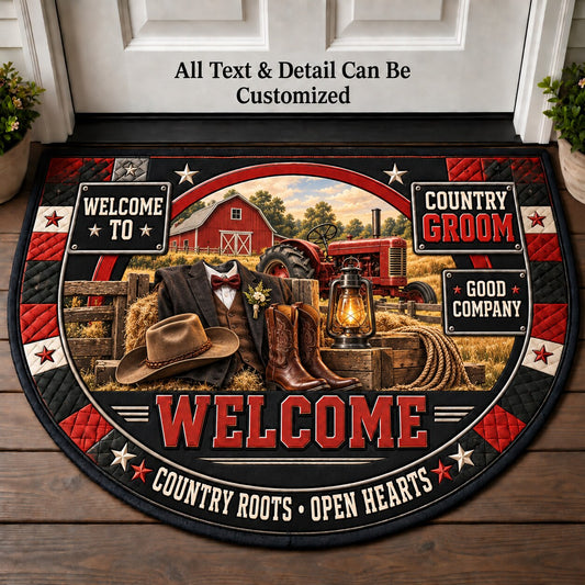 Country Groom Personalized Half Round Mat | 5To9Vibe