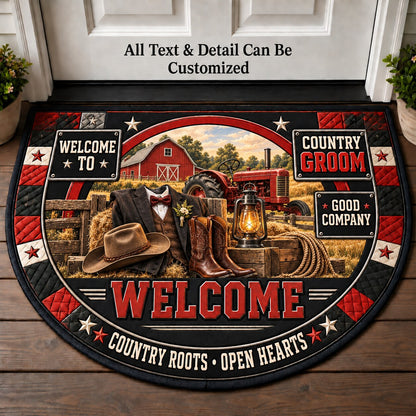 Country Groom Personalized Half Round Mat | 5To9Vibe