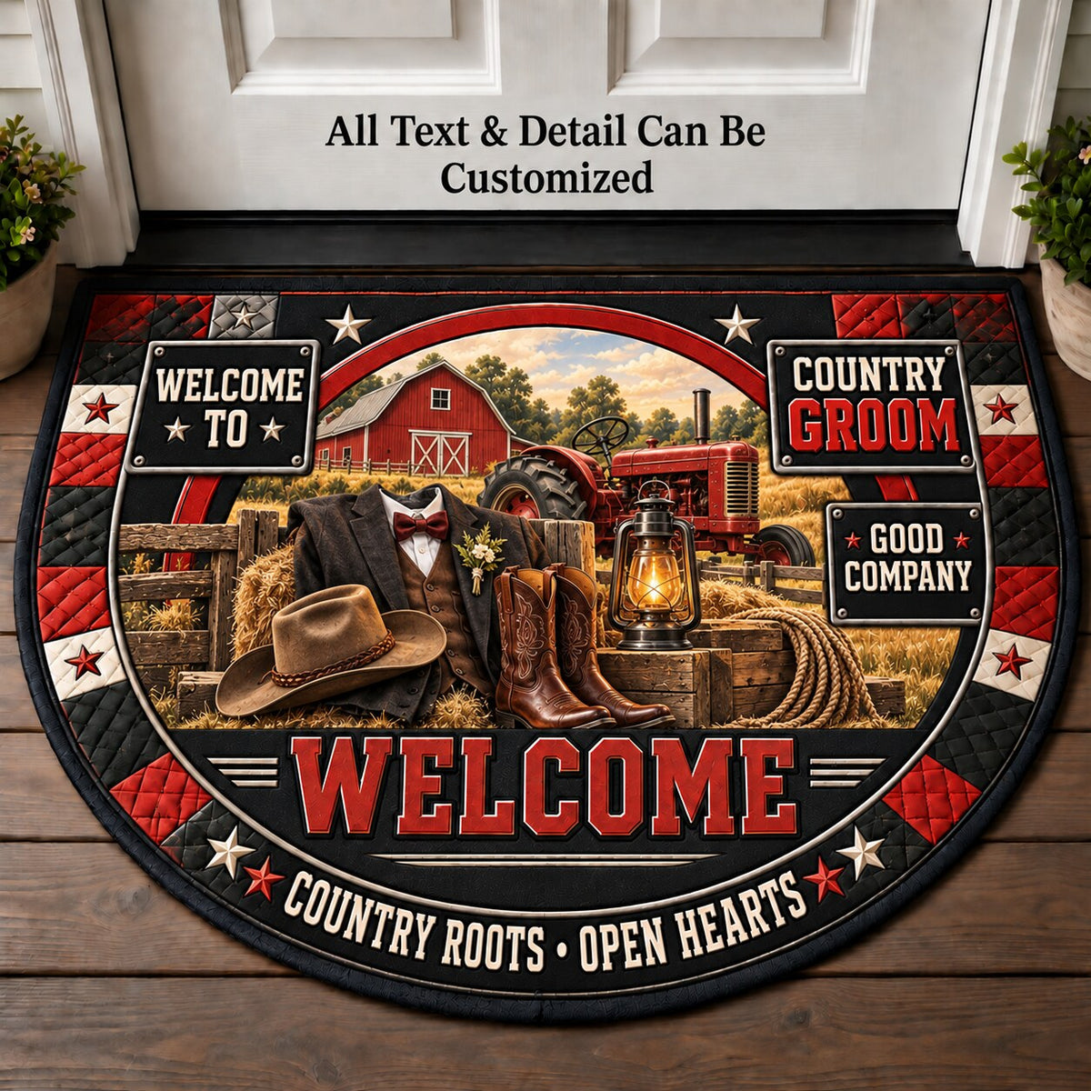 Country Groom Personalized Half Round Mat | 5To9Vibe