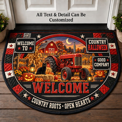 Country Halloween Personalized Half Round Mat | 5To9Vibe