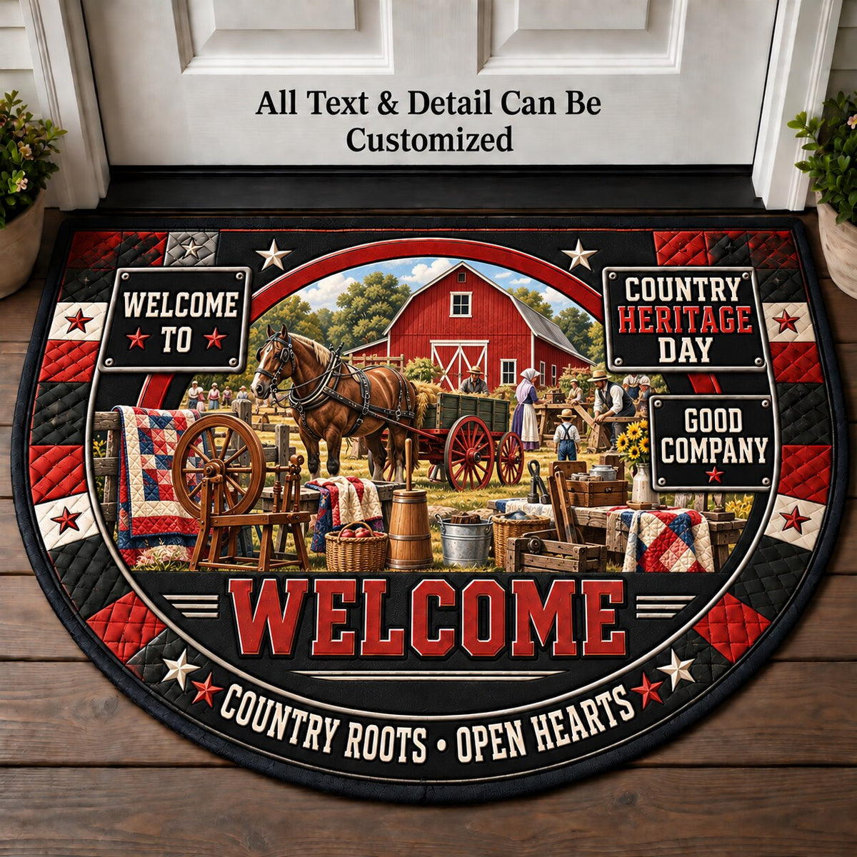 Country Heritage Day Personalized Half Round Mat | 5To9Vibe