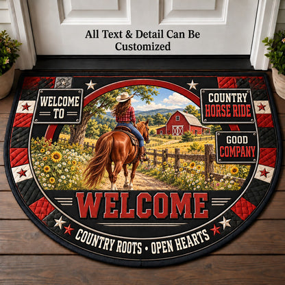 Country Horse Ride Personalized Half Round Mat | 5To9Vibe