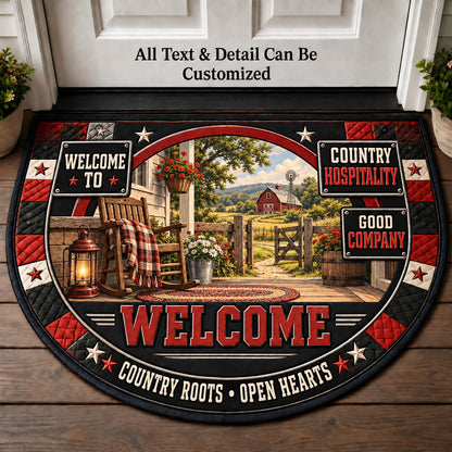 Country Hospitality Personalized Half Round Mat | 5To9Vibe