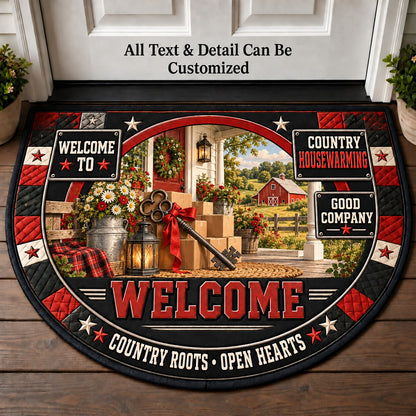 Country Housewarming Personalized Half Round Mat | 5To9Vibe