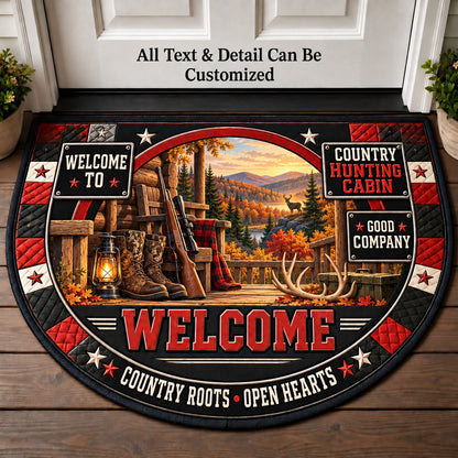Country Hunting Cabin Personalized Half Round Mat | 5To9Vibe