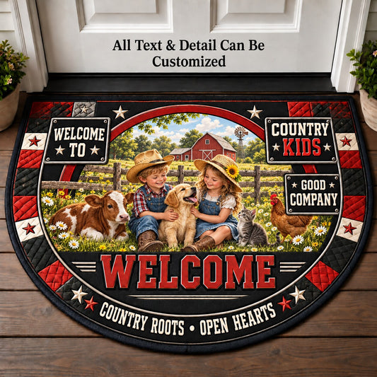 Country Kids Personalized Half Round Mat | 5To9Vibe
