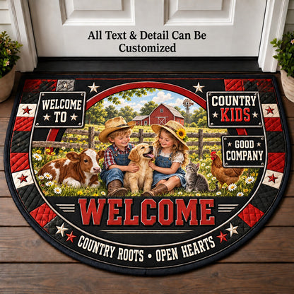 Country Kids Personalized Half Round Mat | 5To9Vibe