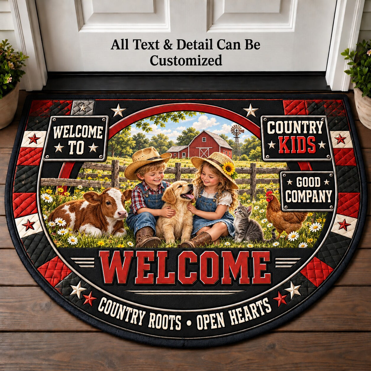 Country Kids Personalized Half Round Mat | 5To9Vibe