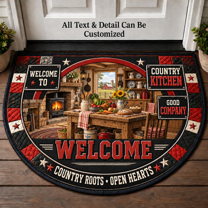 Country Kitchen Personalized Half Round Mat | 5To9Vibe