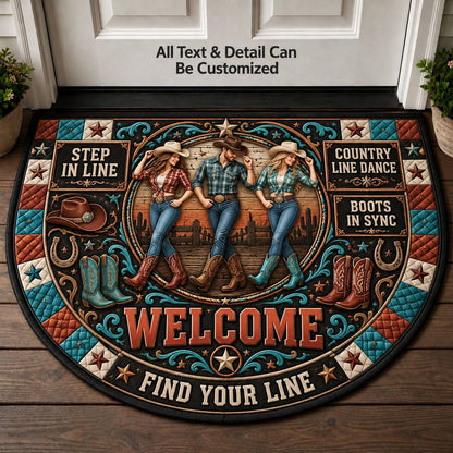 Country Line Dance Personalized Half Round Mat | 5To9Vibe