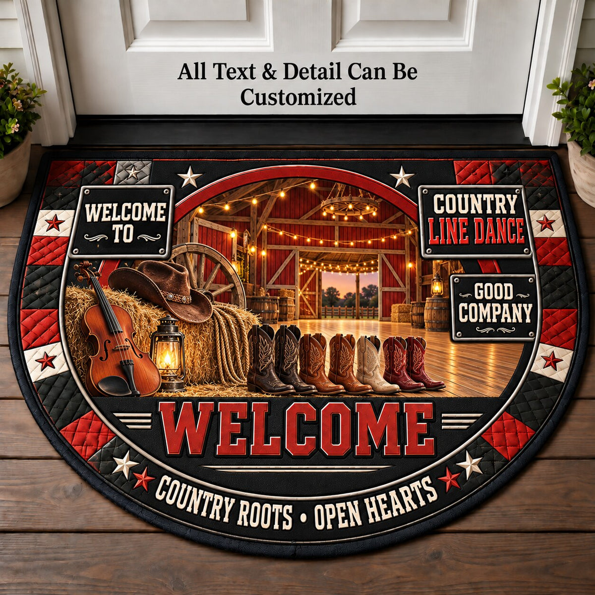 Country Line Dance Personalized Half Round Mat | 5To9Vibe