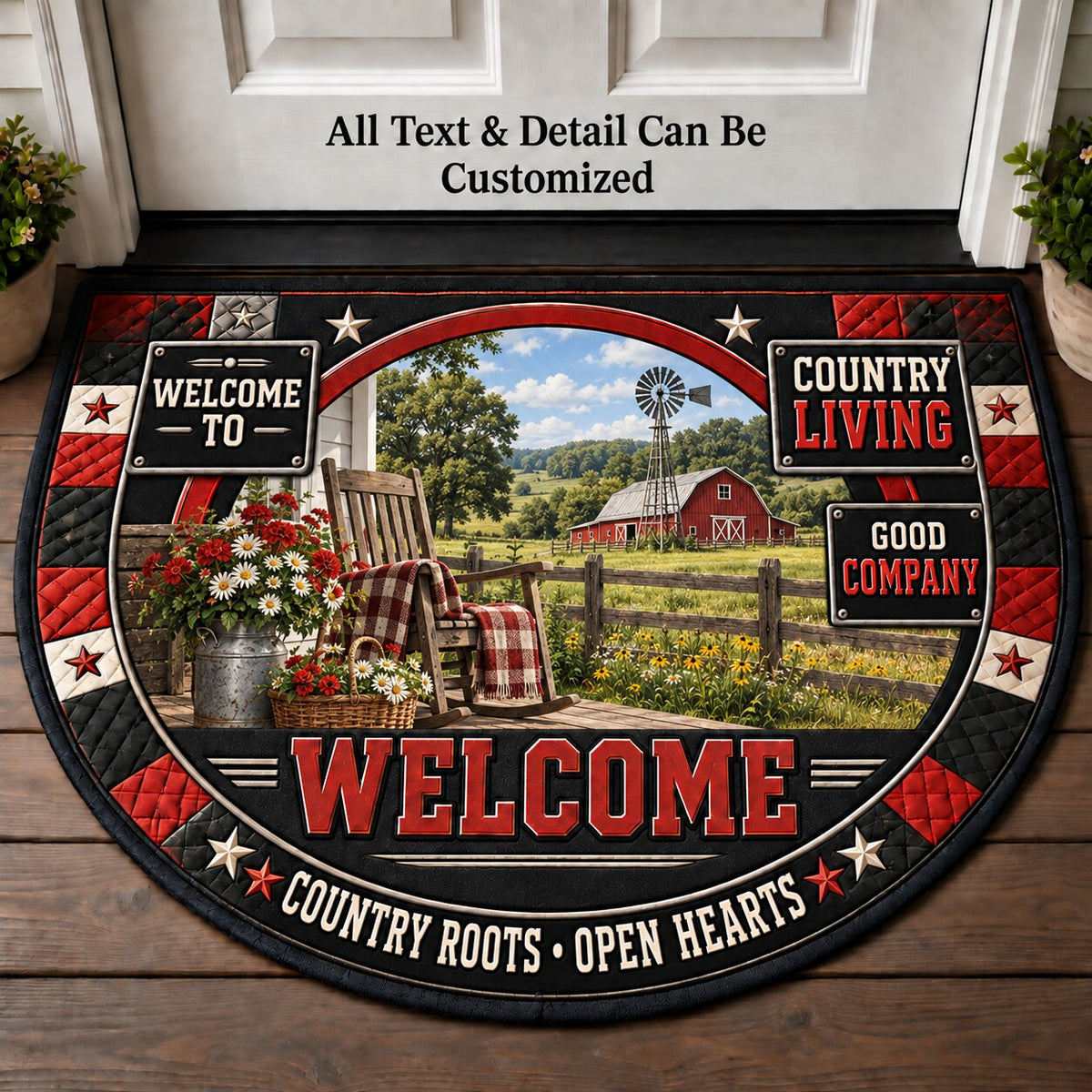 Country Living Personalized Half Round Mat | 5To9Vibe