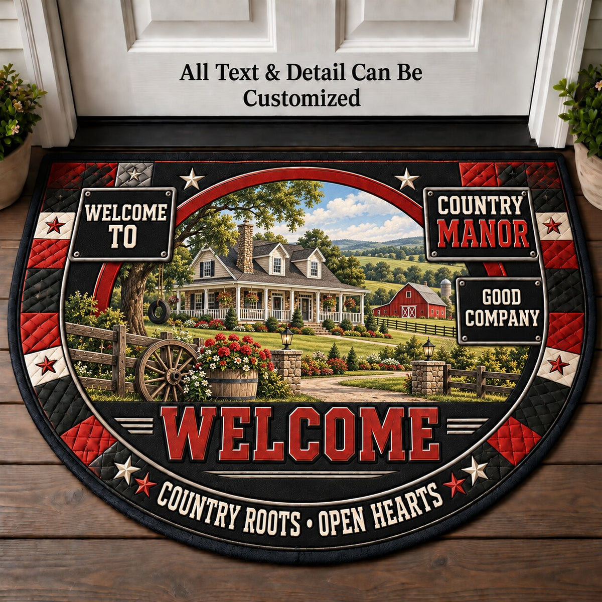 Country Manor Personalized Half Round Mat | 5To9Vibe