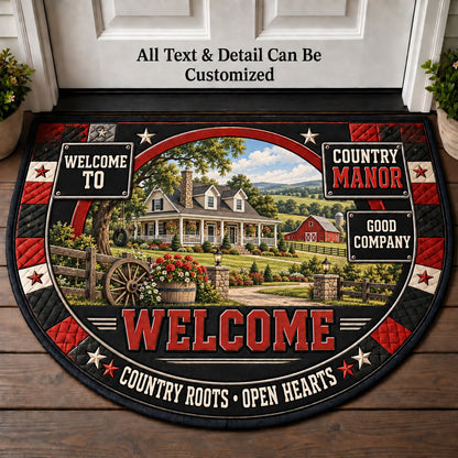 Country Manor Personalized Half Round Mat | 5To9Vibe