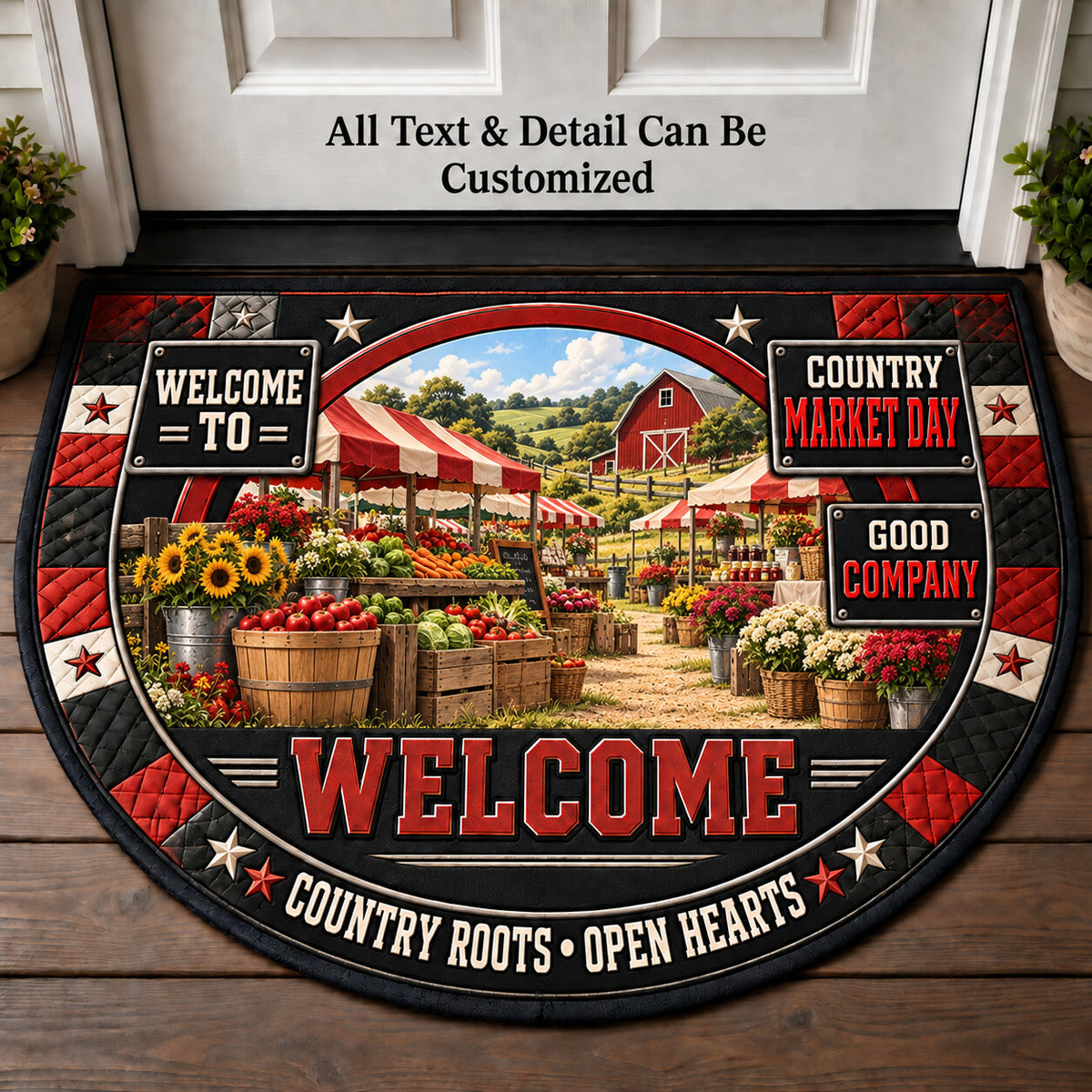 Country Market Day Personalized Half Round Mat | 5To9Vibe