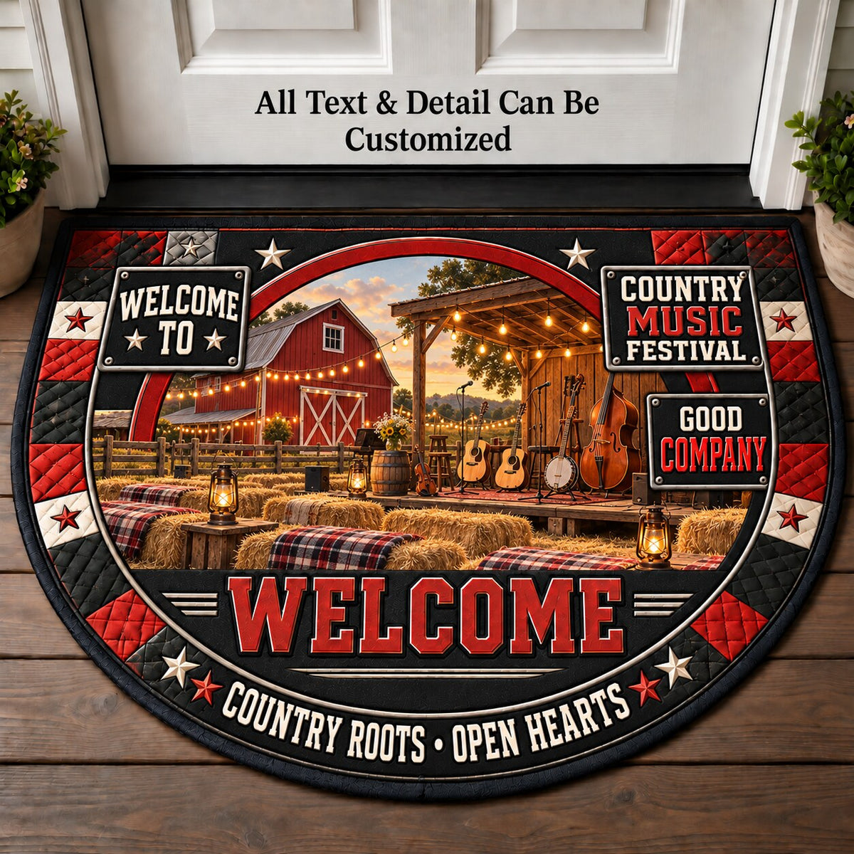 Country Music Festival Personalized Half Round Mat | 5To9Vibe