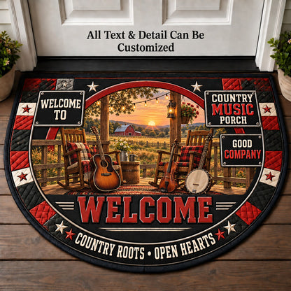 Country Music Porch Personalized Half Round Mat | 5To9Vibe
