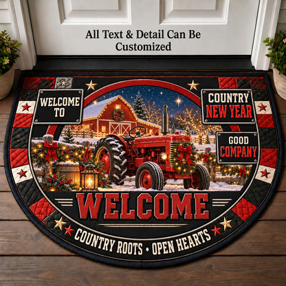 Country New Year Personalized Half Round Mat | 5To9Vibe