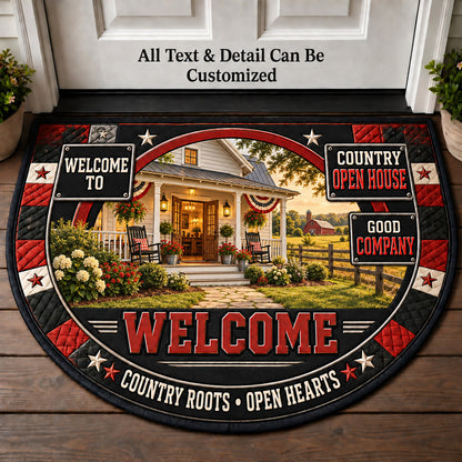 Country Open House Personalized Half Round Mat | 5To9Vibe