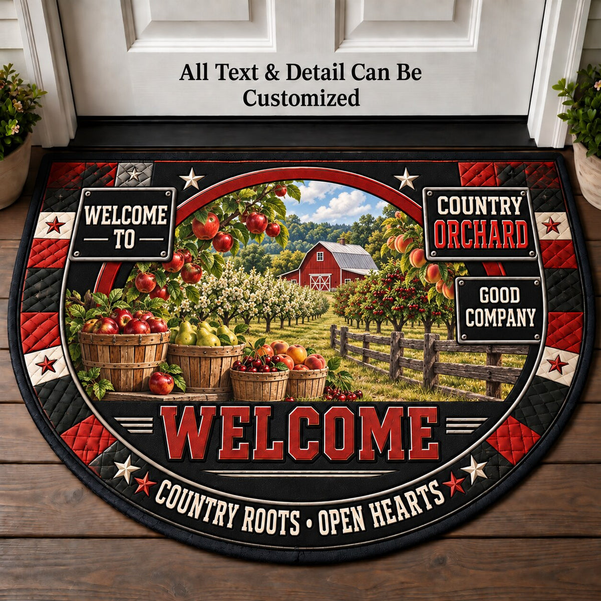 Country Orchard Personalized Half Round Mat | 5To9Vibe