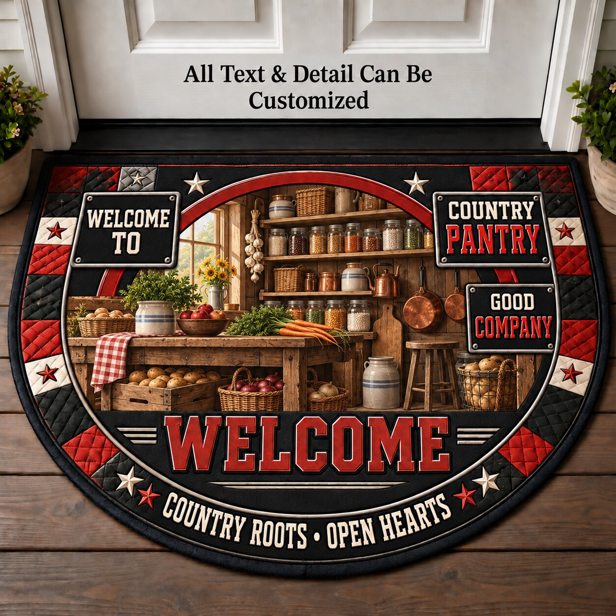 Country Pantry Personalized Half Round Mat | 5To9Vibe