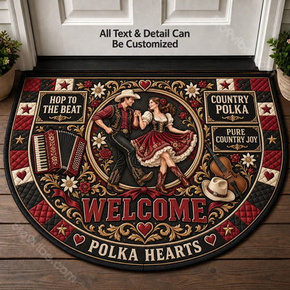 Country Polka Personalized Half Round Mat | 5To9Vibe