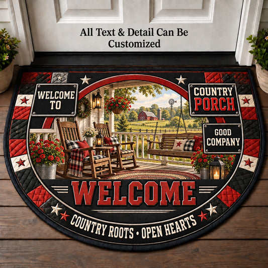 Country Porch Personalized Half Round Mat | 5To9Vibe