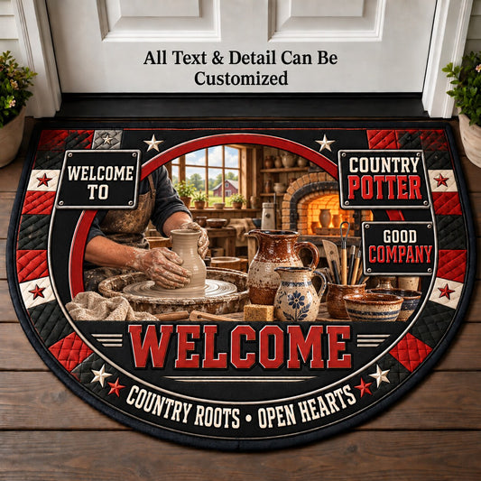 Country Potter Personalized Half Round Mat | 5To9Vibe