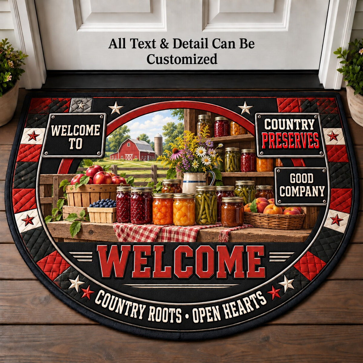 Country Preserves Personalized Half Round Mat | 5To9Vibe