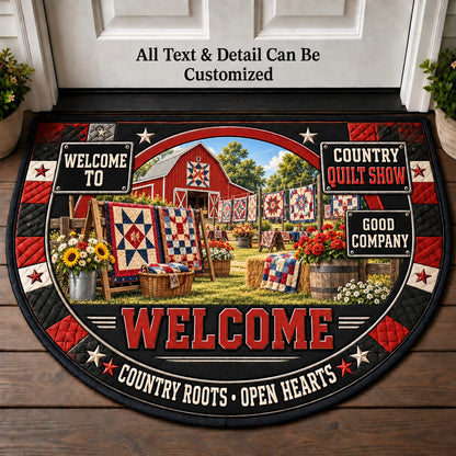 Country Quilt Show Personalized Half Round Mat | 5To9Vibe
