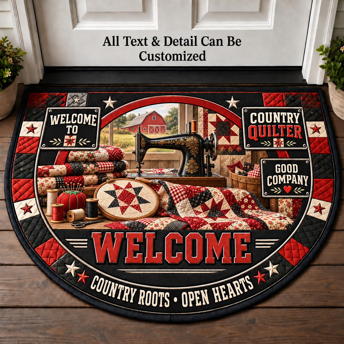 Country Quilter Personalized Half Round Mat | 5To9Vibe