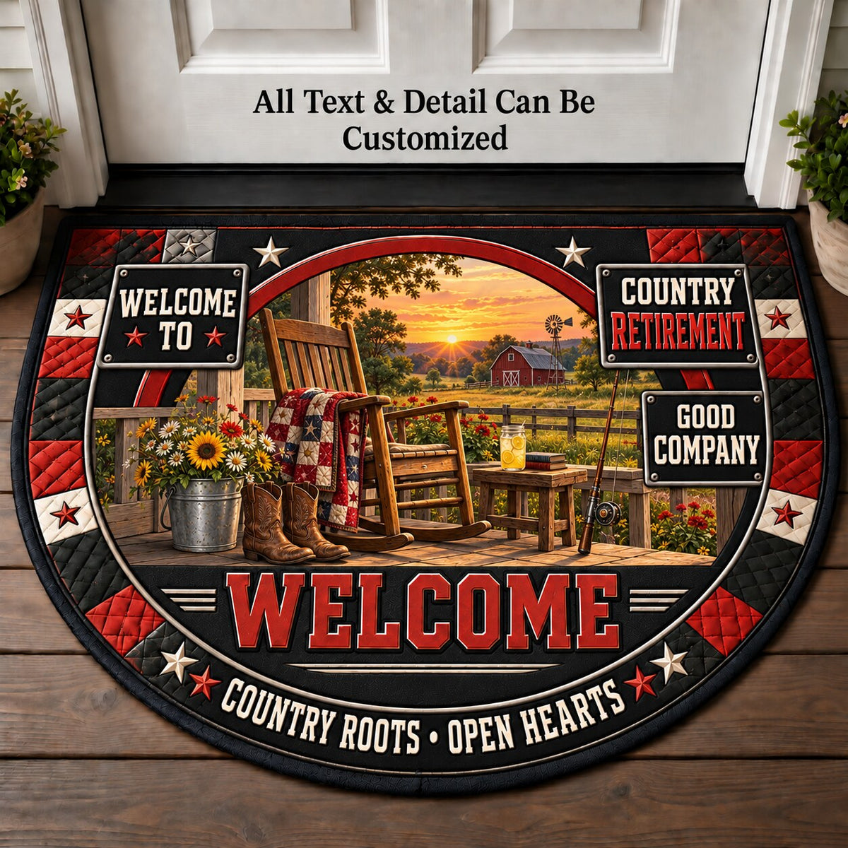 Country Retirement Personalized Half Round Mat | 5To9Vibe