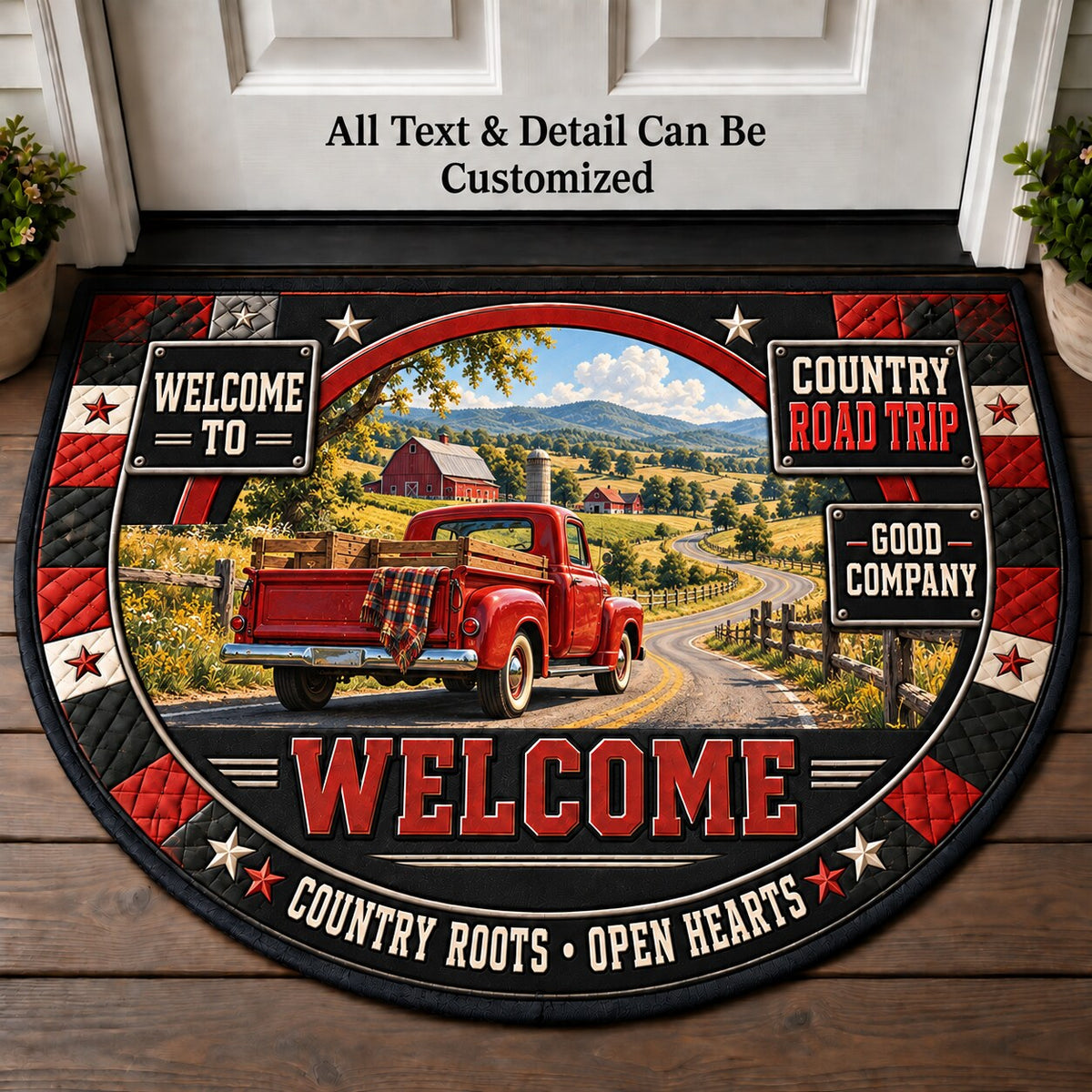 Country Road Trip Personalized Half Round Mat | 5To9Vibe