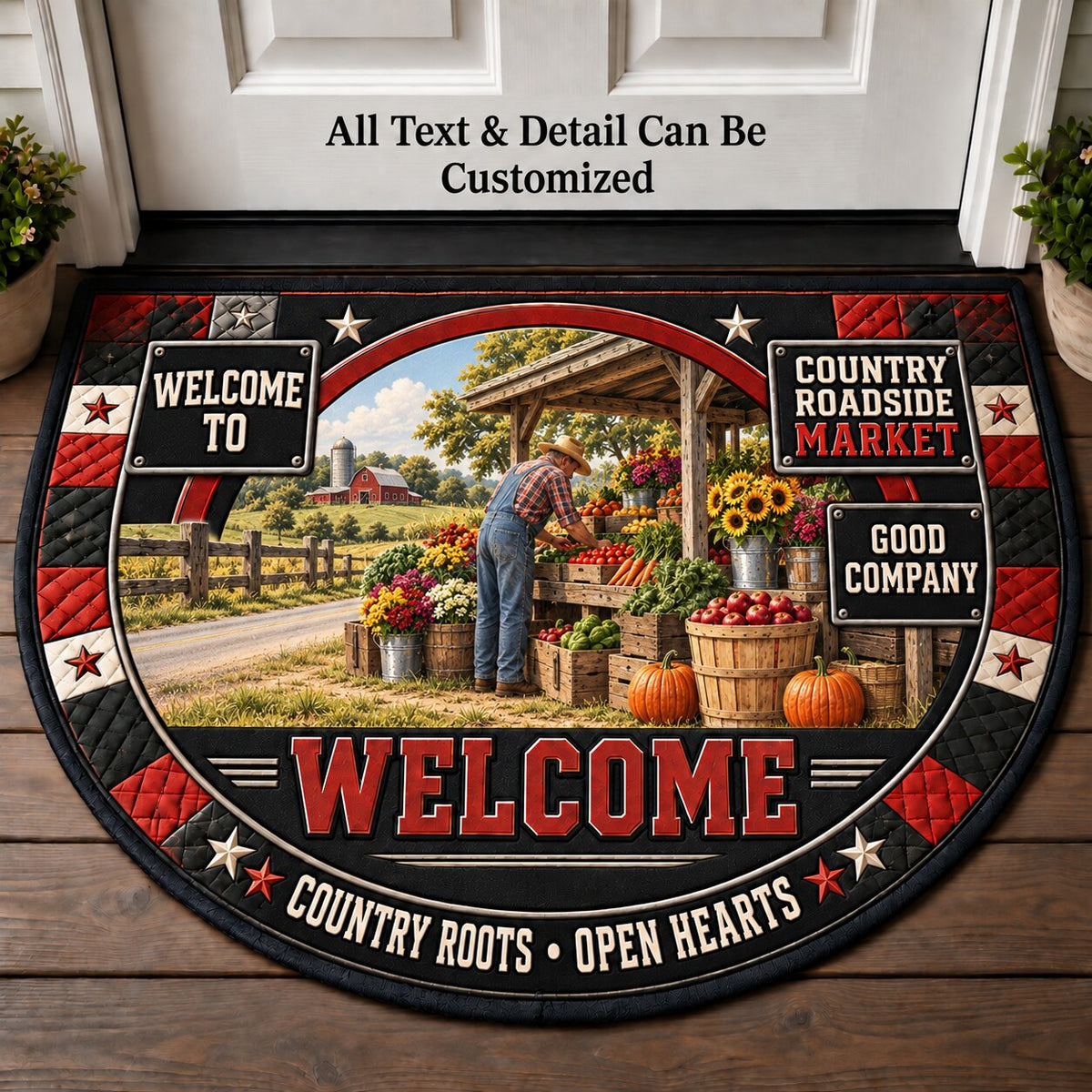 Country Roadside Market Personalized Half Round Mat | 5To9Vibe