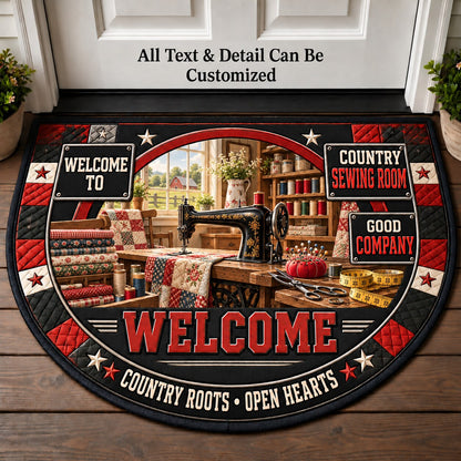 Country Sewing Room Personalized Half Round Mat | 5To9Vibe