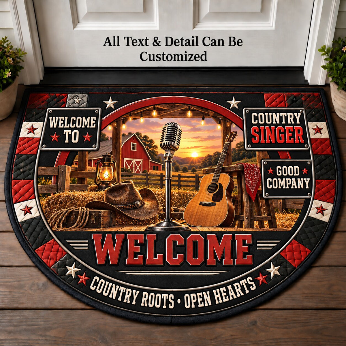 Country Singer Personalized Half Round Mat | 5To9Vibe