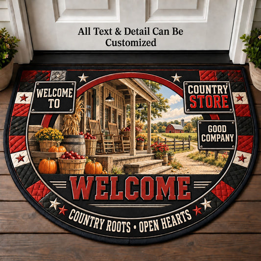 Country Store Personalized Half Round Mat | 5To9Vibe