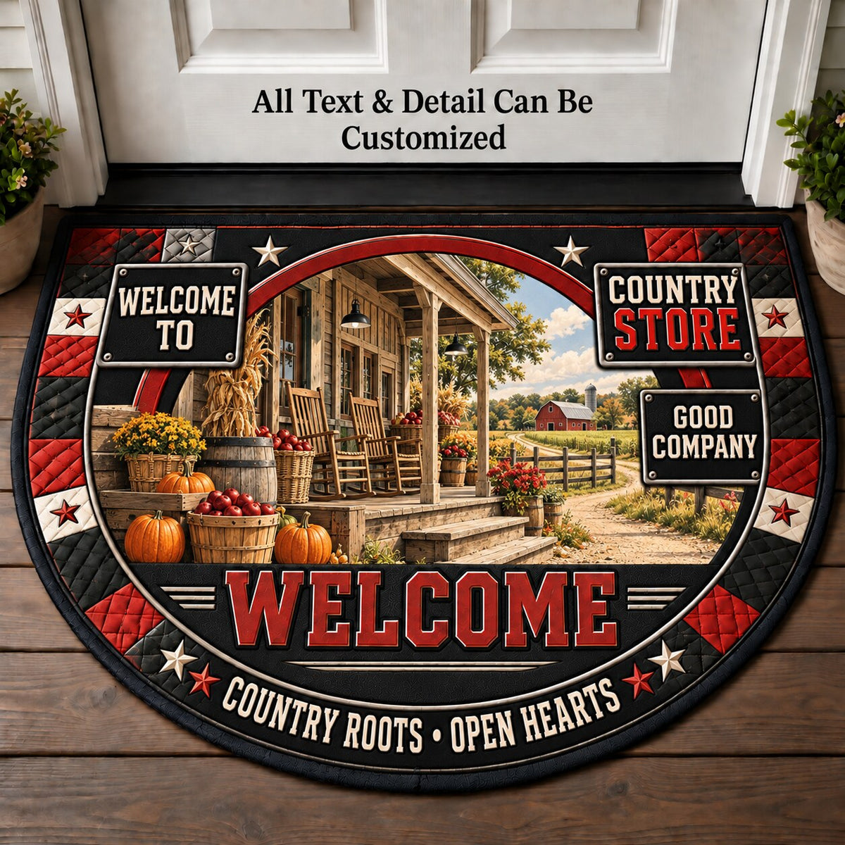 Country Store Personalized Half Round Mat | 5To9Vibe