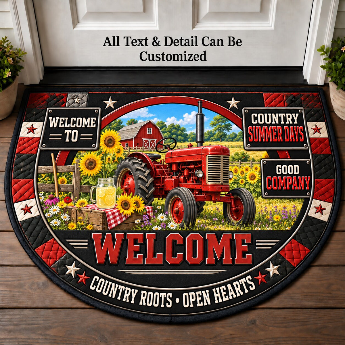 Country Summer Days Personalized Half Round Mat | 5To9Vibe